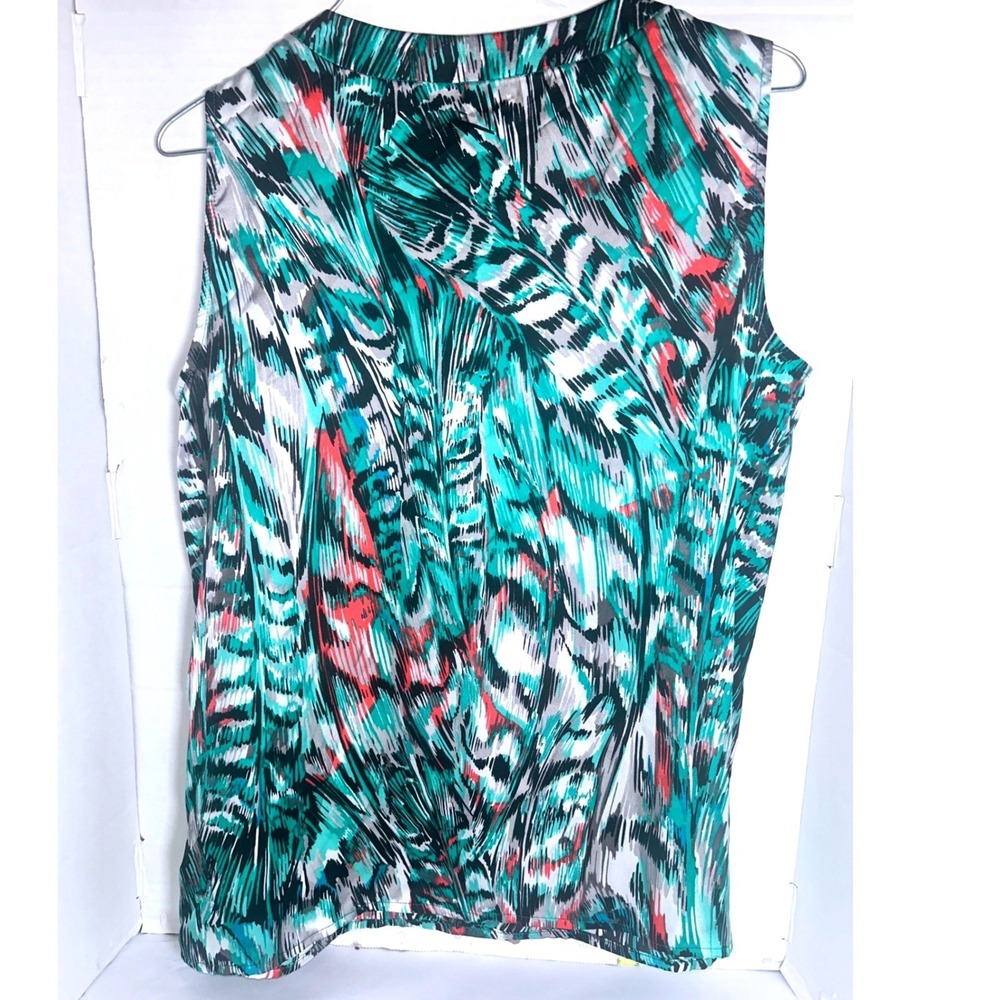 Kasper Sleeveless Abstract Print Blouse Green Black Red Women's M 2011 - Picture 2 of 7